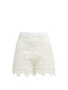 Matchesfashion.com Giambattista Valli - High Waisted Guipure Lace Cotton Blend Shorts - Womens - Ivory