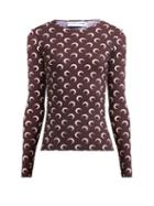 Matchesfashion.com Marine Serre - Crescent Moon Print Stretch Jersey Top - Womens - Brown