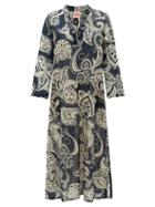 Matchesfashion.com Le Sirenuse, Positano - Giada Paisley-print Cotton Kaftan - Womens - Navy Print