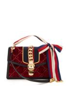 Matchesfashion.com Gucci - Sylvie Small Velvet Shoulder Bag - Womens - Burgundy