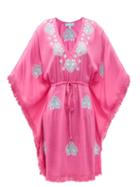 Matchesfashion.com Melissa Odabash - Irene V-neck Embroidered Voile Kaftan - Womens - Pink Print