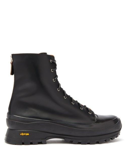 Matchesfashion.com Jil Sander - Zipped Leather Combat Boots - Mens - Black