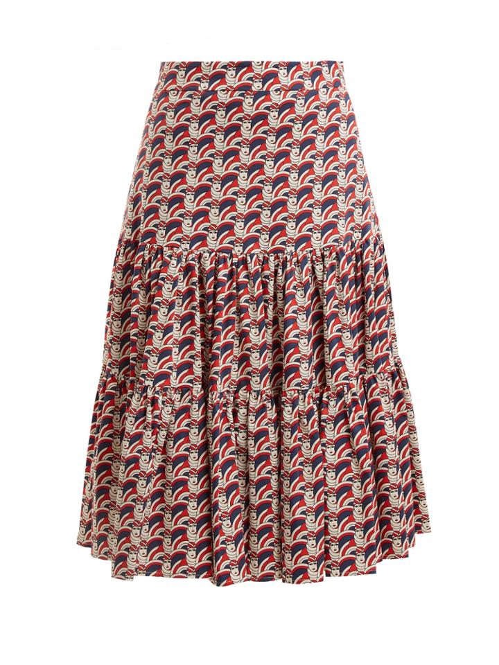 La Doublej Editions Face-print Cotton Skirt