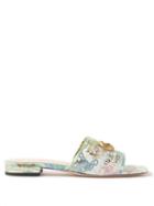 Gucci - Jolie Tiger-print Leather Slides - Womens - Green Multi