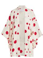 Matchesfashion.com Racil - Sayuri Dot Print Silk Kimono Jacket - Womens - Red White