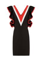 Msgm Contrast-panel Ruffled Jersey Mini Dress