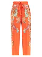 Etro - Dancer Rosso Paisley-print Trousers - Womens - Orange Print