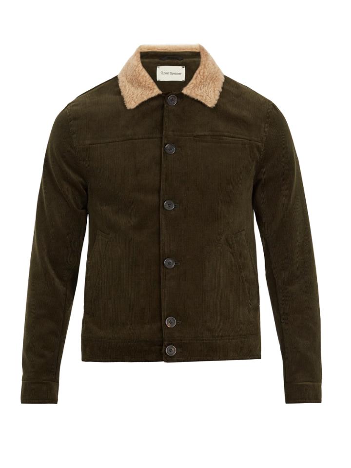 Oliver Spencer Buffalo Contrast-collar Cotton-corduroy Jacket