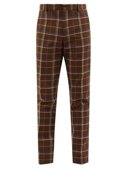 Walter Van Beirendonck - Checked Twill Straight-leg Trousers - Mens - Brown