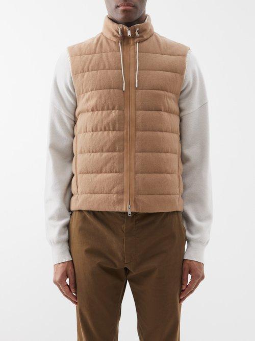Zegna - Oasi Drawstring-collar Quilted Down Gilet - Mens - Beige