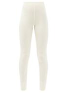 Matchesfashion.com Jil Sander - Logo-embroidered High-rise Cotton-jersey Leggings - Womens - Cream
