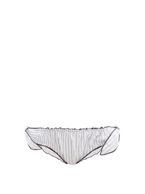 Ladies Lingerie Lug Von Siga - Side-tie Stripe-print Cotton Briefs - Womens - White