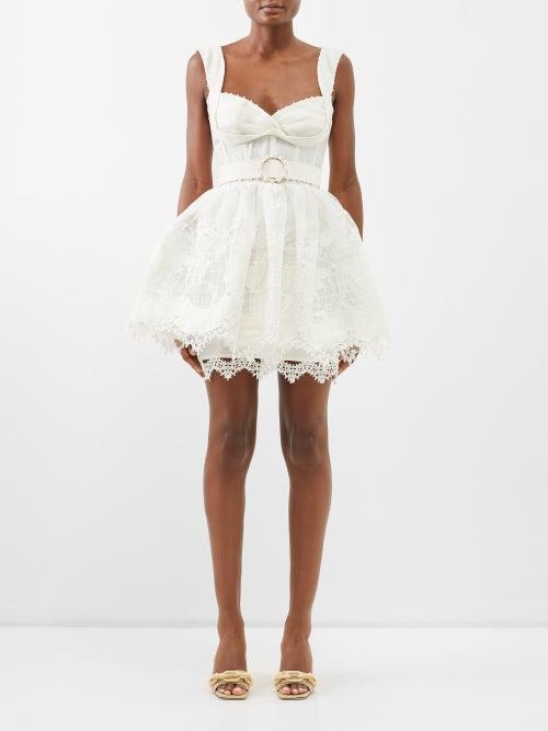 Zimmermann - High Tide Linen-blend Mini Dress - Womens - Ivory