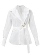 Matchesfashion.com Palmer//harding - Calli Belted Cotton-poplin Shirt - Womens - White