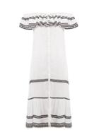 Matchesfashion.com Lisa Marie Fernandez - Mira Ruffle Trimmed Button Through Linen Dress - Womens - White Multi