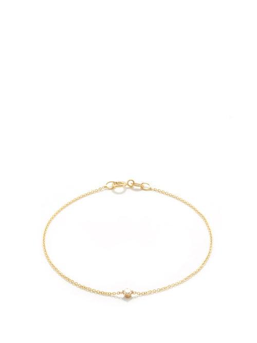 Lizzie Mandler - Floating Diamond, 14kt Gold & 18kt Gold Bracelet - Womens - Yellow Gold