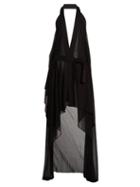 Matchesfashion.com Balmain - Draped Halterneck Stretch Knit Wrap Dress - Womens - Black