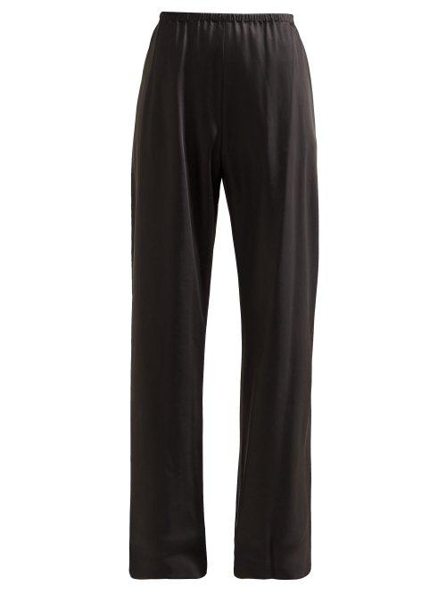 Matchesfashion.com The Row - Gala High Rise Satin Trousers - Womens - Black