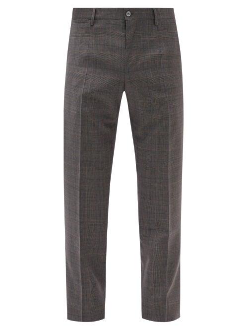 Matchesfashion.com Dolce & Gabbana - Prince Of Wales-check Wool Trousers - Mens - Dark Grey