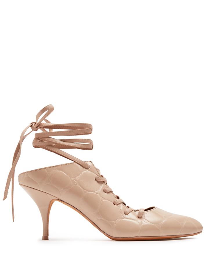 Givenchy Lace-up Crocodile-effect Leather Pumps