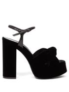 Matchesfashion.com Saint Laurent - Bianca Velvet Platform Sandals - Womens - Black