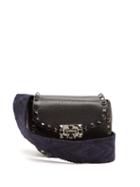 Matchesfashion.com Valentino - Guitar Rockstud Rolling Leather Belt Bag - Womens - Black Navy