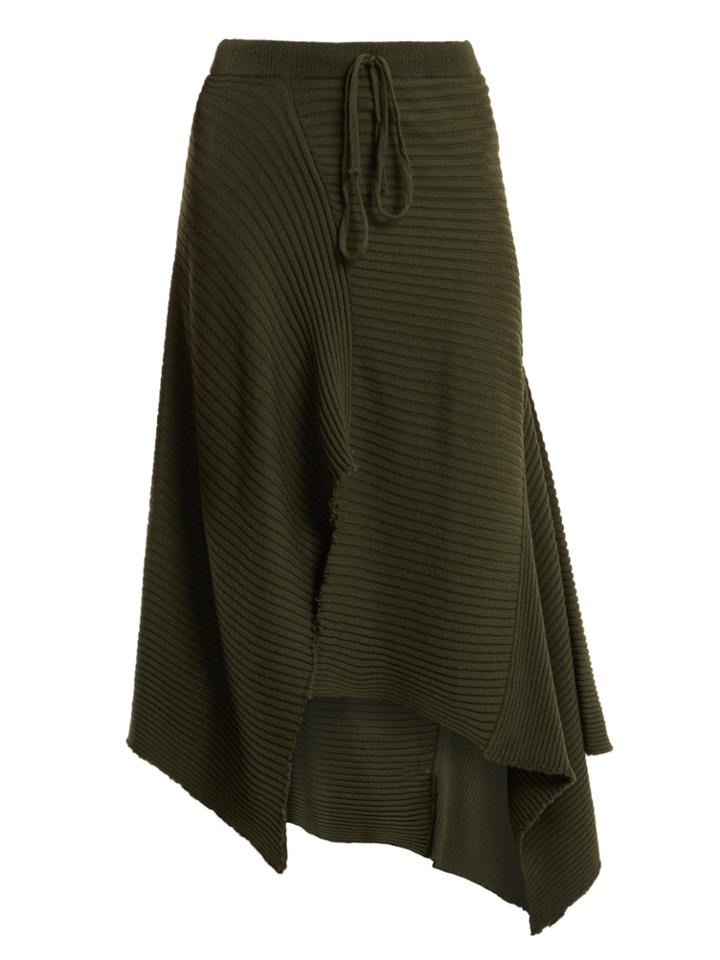 Marques'almeida Asymmetric Ribbed-knit Wool Skirt