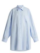 Matchesfashion.com Maison Margiela - Oversized Point Collar Cotton Shirt - Womens - Light Blue