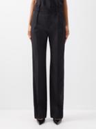 Saint Laurent - Pintucked Wool Tailored Trousers - Womens - Black