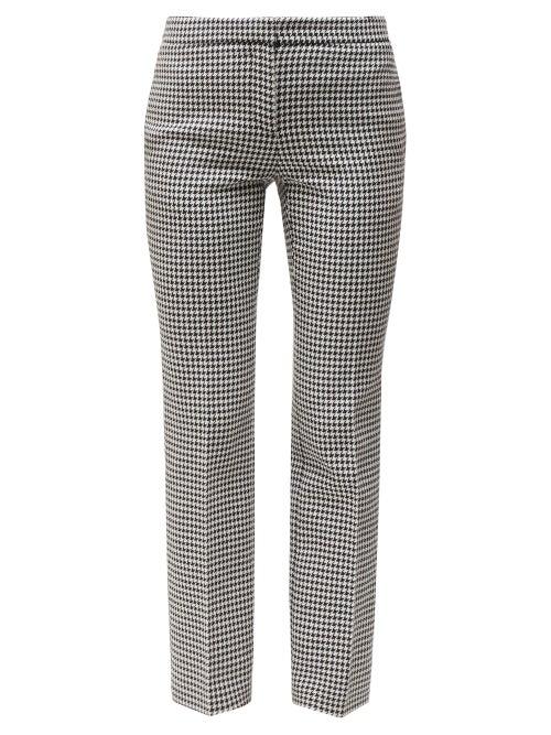 Matchesfashion.com Alexander Mcqueen - Mid Rise Tailored Houndstooth Wool Trousers - Womens - Black White