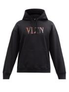 Matchesfashion.com Valentino - Vltn-logo Cotton-blend Jersey Hooded Sweatshirt - Mens - Black