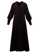 Matchesfashion.com Hillier Bartley - V Neck Buttoned Crepe Dress - Womens - Black