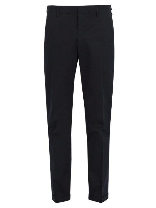 Matchesfashion.com Prada - Straight Leg Stretch Cotton Chino Trousers - Mens - Navy