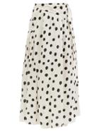 Matchesfashion.com Adriana Degreas - Polka-dot Gathered-poplin Wrap Skirt - Womens - Cream Print