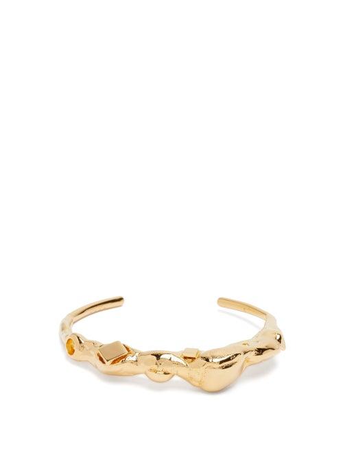 Matchesfashion.com Marni - Stone-shaped Hammered Cuff - Womens - Gold