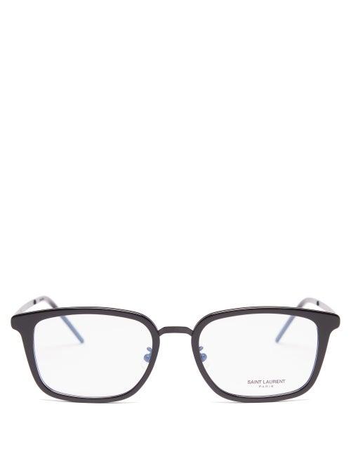 Ladies Accessories Saint Laurent - Square Acetate And Metal Glasses - Womens - Black