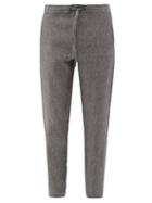 120 Lino 120% Lino - Drawstring Linen Straight-leg Trousers - Mens - Dark Grey