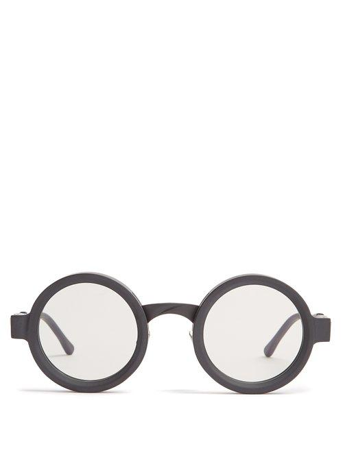 Matchesfashion.com Kuboraum - Round Frame Acetate Sunglasses - Mens - Black