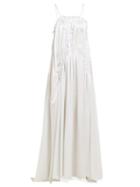 Matchesfashion.com Ann Demeulemeester - Shirred Bodice Satin Maxi Dress - Womens - Light Grey