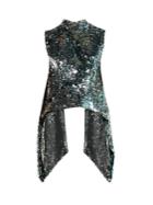 Halpern Metallic Sequin-covered Open-back Top