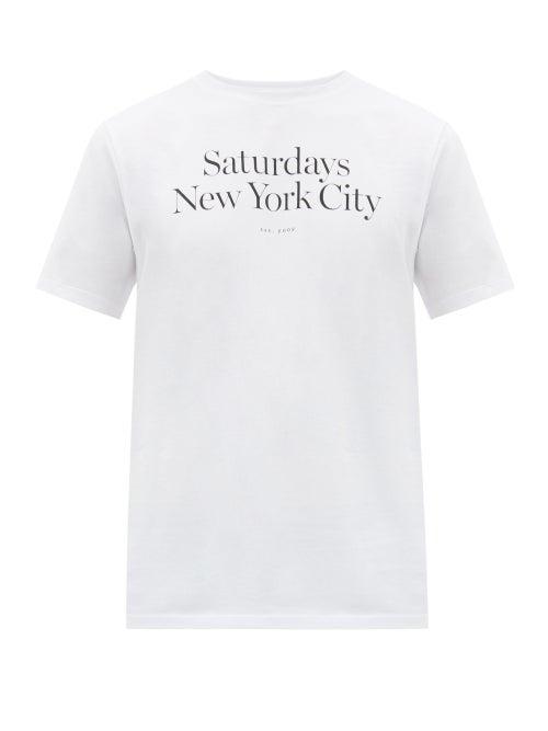 Matchesfashion.com Saturdays Nyc - Miller Logo Print Cotton T Shirt - Mens - White