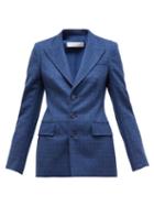Matchesfashion.com Gabriela Hearst - Olga Single Breasted Checked Wool Jacket - Womens - Navy Multi