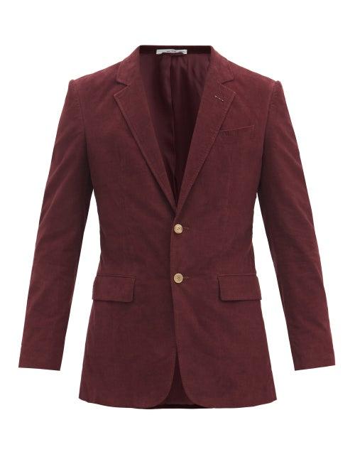 Matchesfashion.com Gabriela Hearst - Irving Single-breasted Cotton-corduroy Jacket - Mens - Burgundy