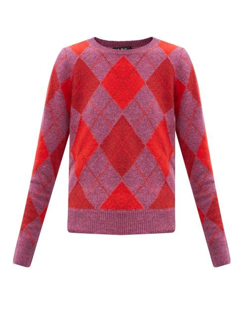 Matchesfashion.com A.p.c. - Helene Merino-wool Argyle Sweater - Womens - Black Brown