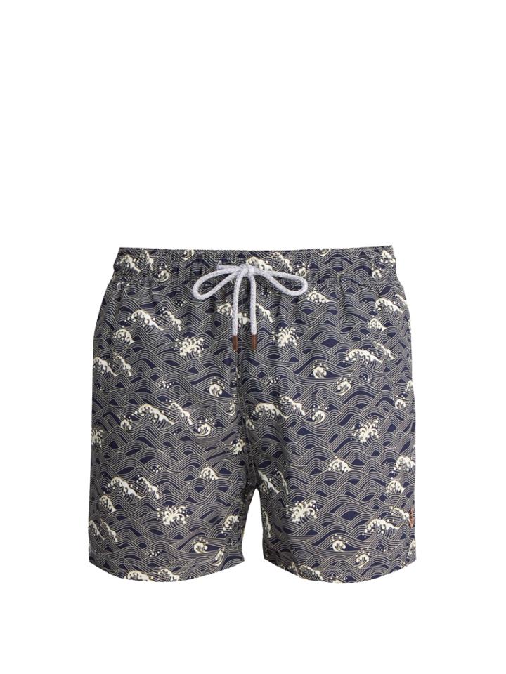 Retromarine Small-wave Print Swim Shorts
