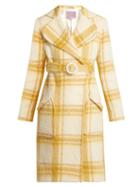 Matchesfashion.com Alexachung - Belted Checked Wool Blend Coat - Womens - White Print
