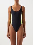 Saint Laurent - Gathered-side Nylon-blend Swimsuit - Womens - Black Yellow