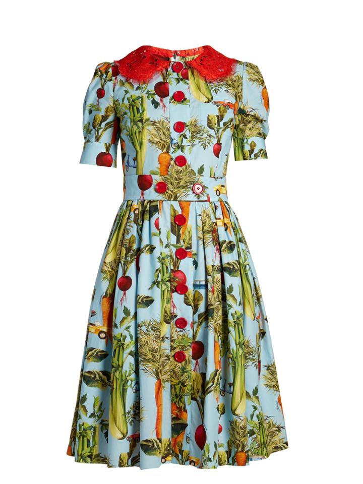 Dolce & Gabbana Carrot And Car-print Round-neck Dress