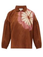 Matchesfashion.com Story Mfg - Amber Flower Dyed Organic Cotton Top - Womens - Brown Multi