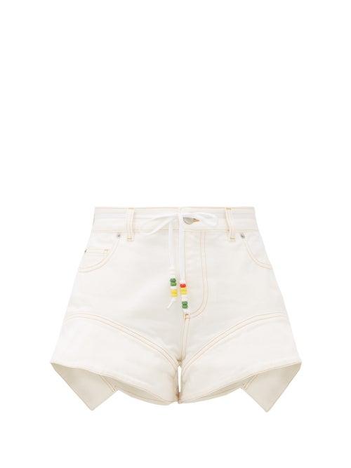 Matchesfashion.com Jw Anderson - Flared-cuff Denim Shorts - Womens - White